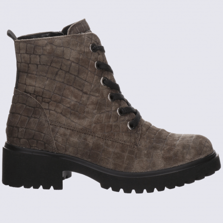 Bottines Waldlaufer, bottines aspect reptile femme en cuir nubuck gris