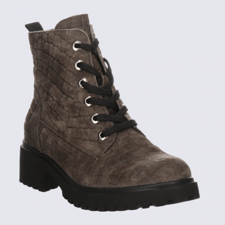 Bottines Waldlaufer, bottines aspect reptile femme en cuir nubuck gris