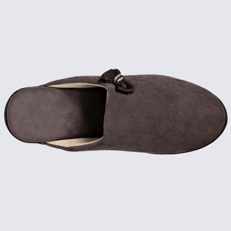 Chaussons Isotoner, chaussons mules femme nœud taupe