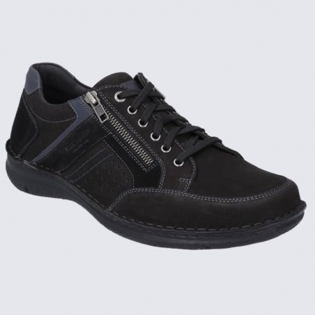 Chaussures Josef Seibel, chaussures basses homme en cuir nubuck noir