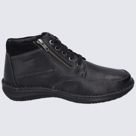 Bottines Josef Seibel, bottines à lacets homme en cuir noir