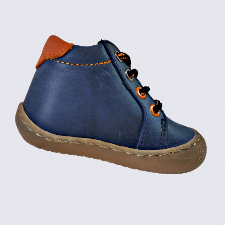 Chaussures Bellamy, chaussures à lacets sportive garçons en cuir bleu