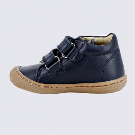 Chaussures Bellamy, chaussures à velcros bébés en cuir bleu