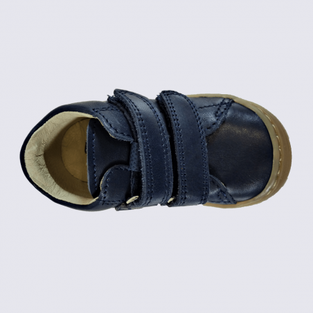 Chaussures Bellamy, chaussures à velcros bébés en cuir bleu