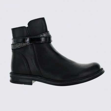 Bottines Bellamy, bottines tendances filles en cuir noir