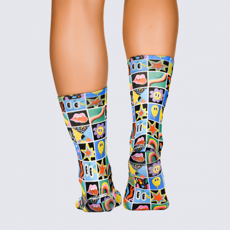 Chaussettes Wigglesteps, chaussettes à motif smiley femme multicolore