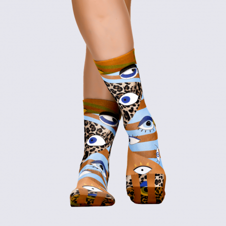 Chaussettes Wigglesteps, chaussettes tendances à motif œil femme multicolore