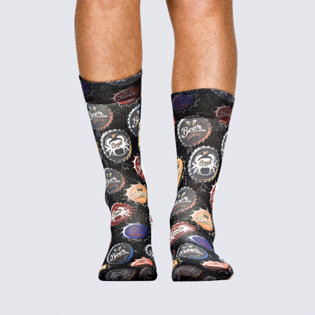 Chaussettes Wigglesteps, chaussettes tendances à motif capsule homme noir