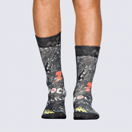 Chaussettes Wigglesteps, chaussettes tendances rock homme gris