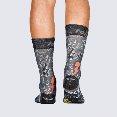 Chaussettes Wigglesteps, chaussettes tendances rock homme gris