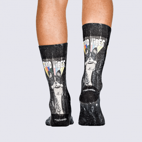 Chaussettes Wigglesteps, chaussettes à motif good vibes homme noir