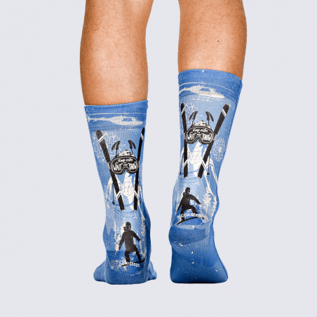 Chaussettes Wigglesteps, chaussettes à motif ski homme bleu