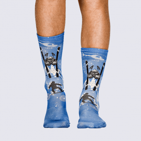 Chaussettes Wigglesteps, chaussettes à motif ski homme bleu