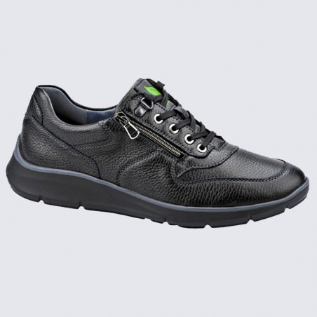 Chaussures Waldlaufer, chaussures confortables à lacets homme en cuir noir