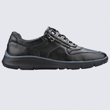 Chaussures Waldlaufer, chaussures confortables à lacets homme en cuir noir