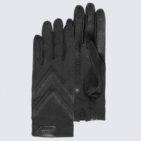 Gants Isotoner, gants femme en tissu extensible recyclé noir