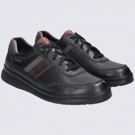 Baskets Mephisto, baskets à lacets homme en cuir noir