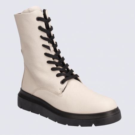 Bottines Ecco, bottines à lacets femme en cuir beige