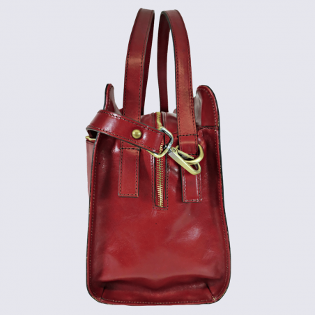 Sac à main Charlotte, sac à main rigide femme en cuir rouge