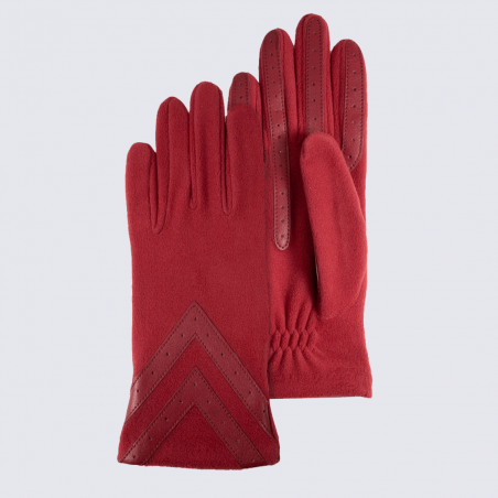 Gants Isotoner, gants tactiles femme en polaire recyclée rouge