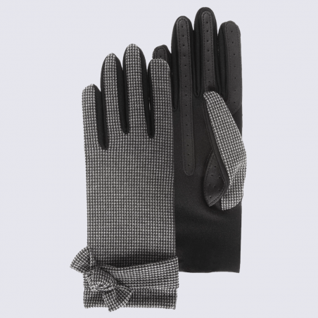 Gants Isotoner, gants Smartouch à motif pied de poule femme noir