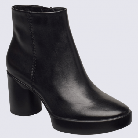 Bottines à talons Ecco, bottines à talons femme en cuir noir