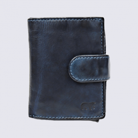 Petit portefeuille Bear, petit portefeuille et porte-cartes en cuir bleu
