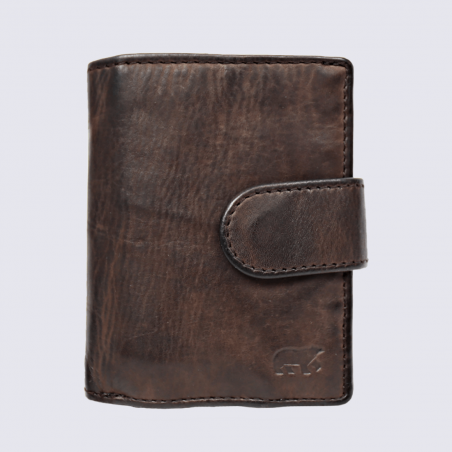 Petit portefeuille Bear, petit portefeuille et porte-cartes en cuir brun