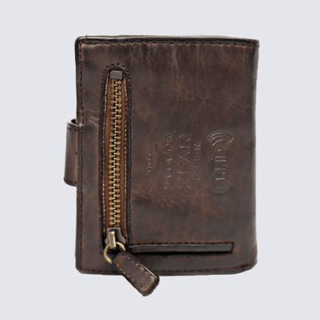 Petit portefeuille Bear, petit portefeuille et porte-cartes en cuir brun