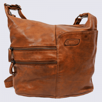 Sac à bandoulière Bear, sac à bandoulière femme en cuir cognac