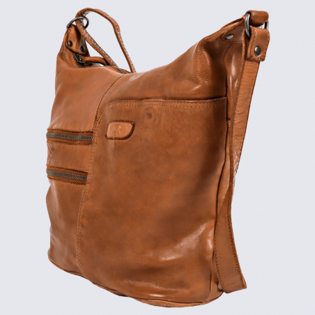 Sac à bandoulière Bear, sac à bandoulière femme en cuir cognac