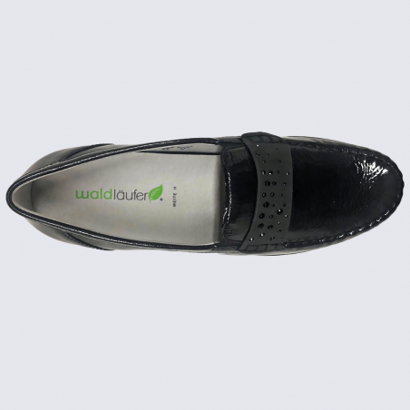 Mocassins Waldlaufer, mocassins élégant femme en cuir vernis noir