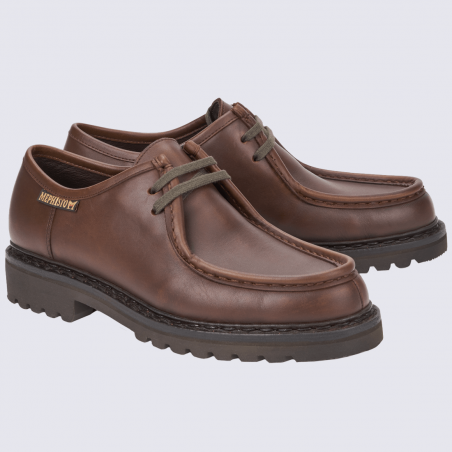 Chaussures Mephisto, chaussures cousu Norvégien homme en cuir marron