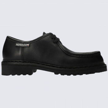 Chaussures Mephisto, chaussures cousu Norvégien homme en cuir noir