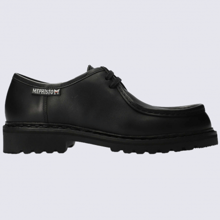 Chaussures Mephisto, chaussures cousu Norvégien homme en cuir noir