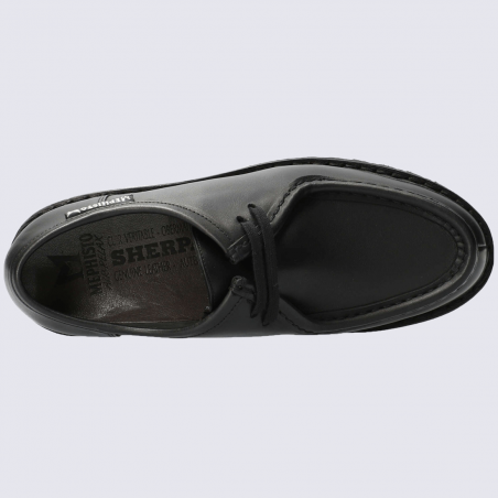 Chaussures Mephisto, chaussures cousu Norvégien homme en cuir noir