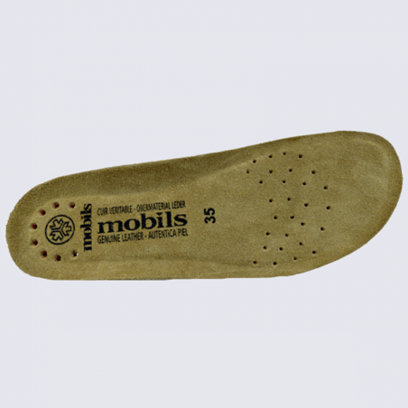 Semelle amovible Mobils, semelle amovible à velcro femme en cuir beige