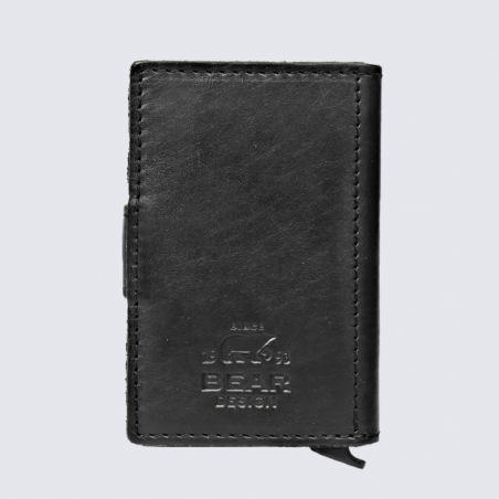 Mini portefeuille Bear, mini portefeuilles intelligent en cuir noir Mini portefeuille Bear, mini portefeuilles intelligent en cuir noir