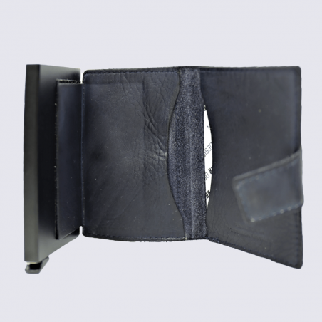Mini portefeuille Bear, mini portefeuilles intelligent en cuir noir Mini portefeuille Bear, mini portefeuilles intelligent en cuir noir