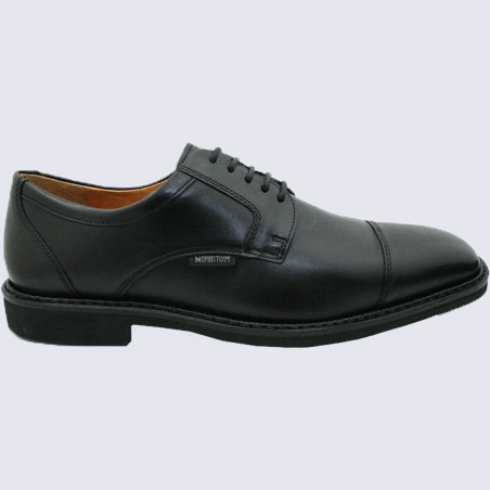 Chaussures Mephisto, chaussures de villes à lacets homme en cuir noir