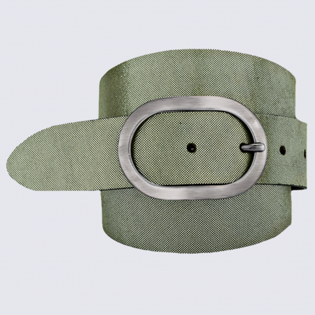 Ceinture Bernd Götz, ceinture tendance femme en cuir vert olive