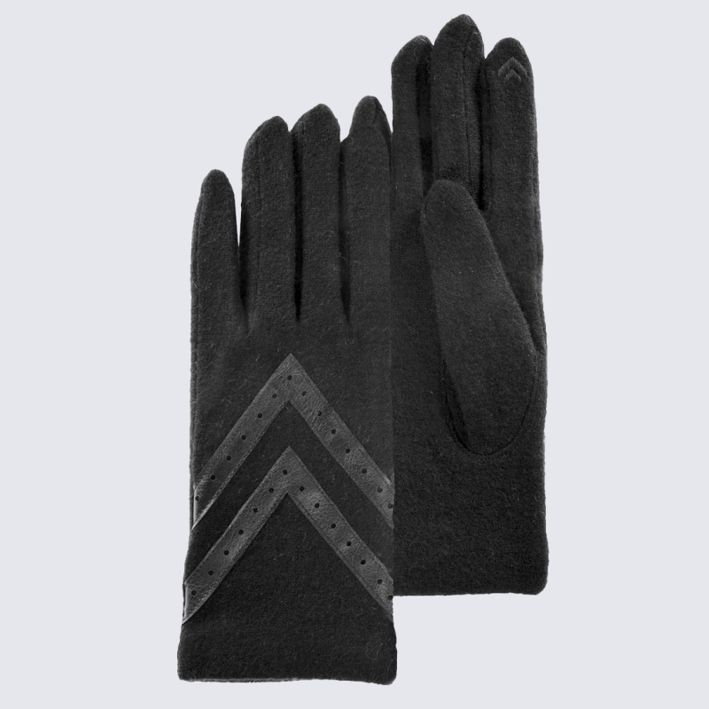 Gants Isotoner, gants tactiles femme en laine noir