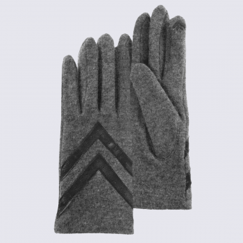 Gants Isotoner, gants tactiles femme en laine gris chiné