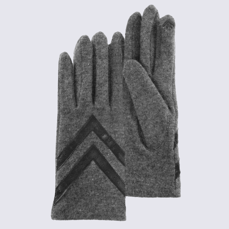 Gants Isotoner, gants tactiles femme en laine gris chiné