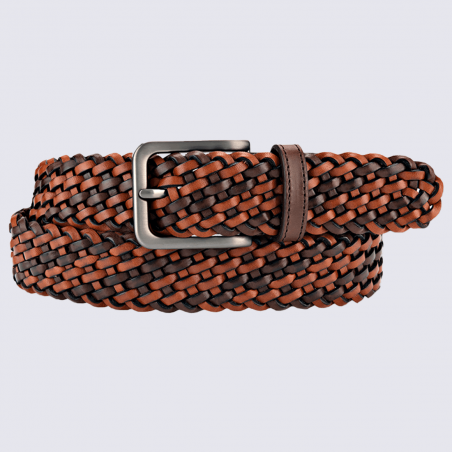 Ceinture Bernd Götz, ceinture tressée femme en cuir brun