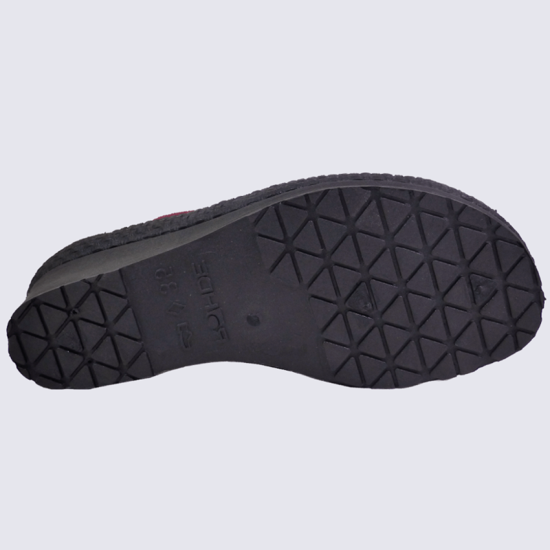 Mules Rohde, mules compensées imprimé gouttes femme en feutre rouge