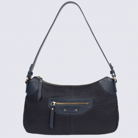 Sac porté épaule Hexagona, sac baguette femme en cuir bleu Sac porté épaule Hexagona, sac baguette femme en cuir bleu