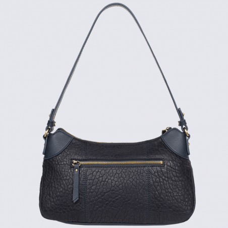 Sac porté épaule Hexagona, sac baguette femme en cuir bleu