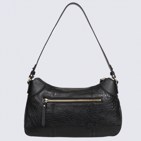 Sac porté épaule Hexagona, sac baguette femme en cuir noir