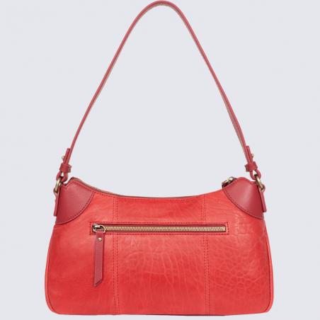 Sac porté épaule Hexagona, sac baguette femme en cuir rouge